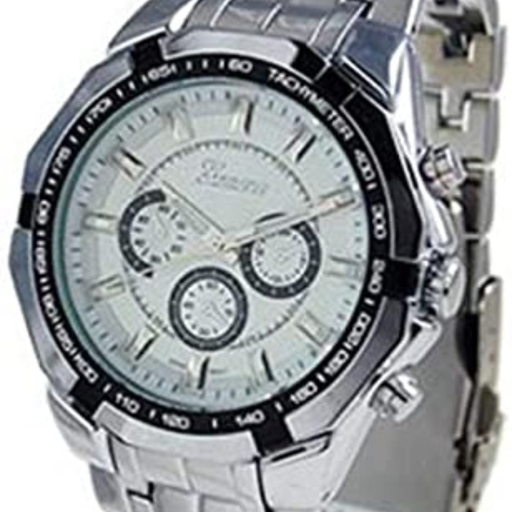 Geneva Platinum 2706 Men's Decorative Chronograph-Style Link-Silver White